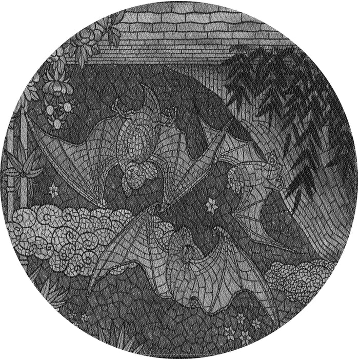 Square Patterned Charcoal Black Rug, pat519gry