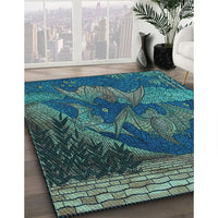 Patterned Deep-Sea Blue Rug, pat519lblu