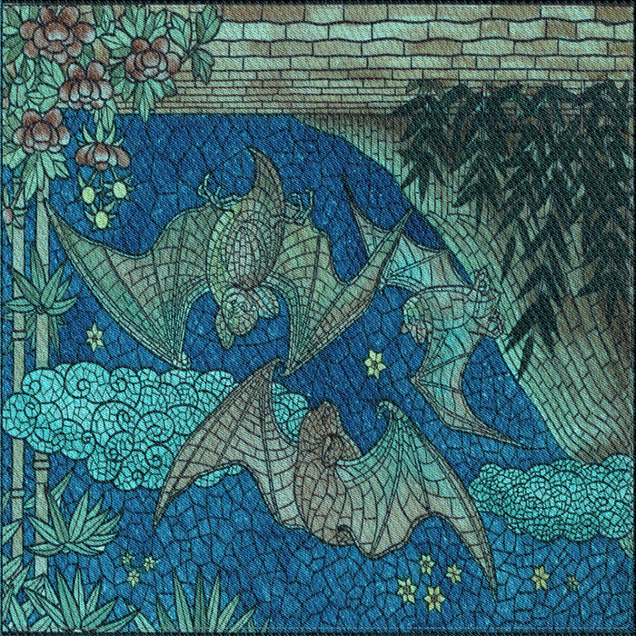 Round Patterned Deep-Sea Blue Rug, pat519lblu