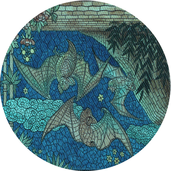 Square Patterned Deep-Sea Blue Rug, pat519lblu