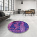 Round Patterned Purple Rug in a Office, pat519pur