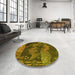 Round Patterned Bakers Brown Rug in a Office, pat519yw