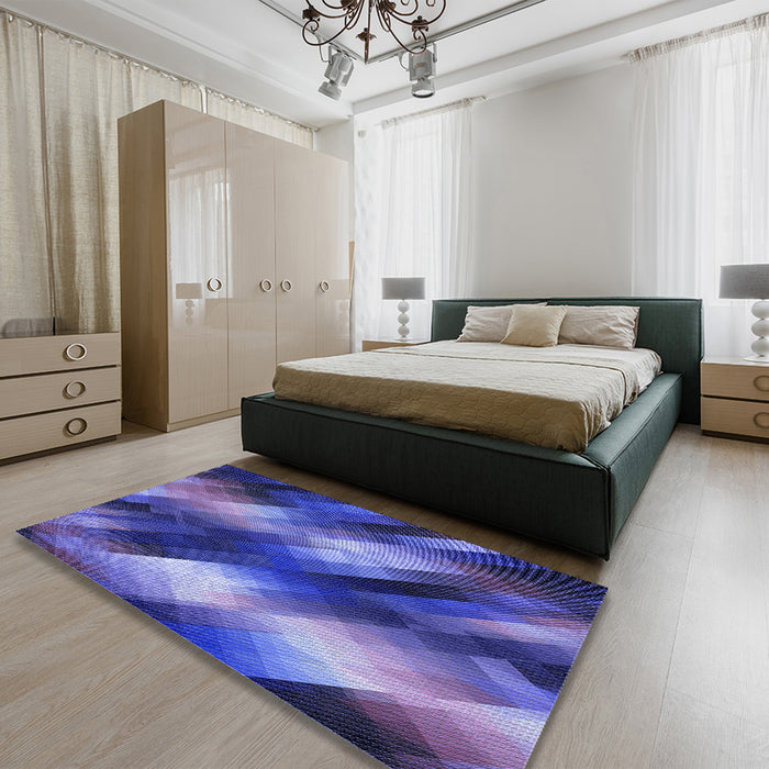 Machine Washable Transitional Light Slate Blue Rug in a Family Room, wshpat52blu