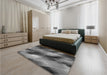 Patterned Black Rug in a Bedroom, pat52gry