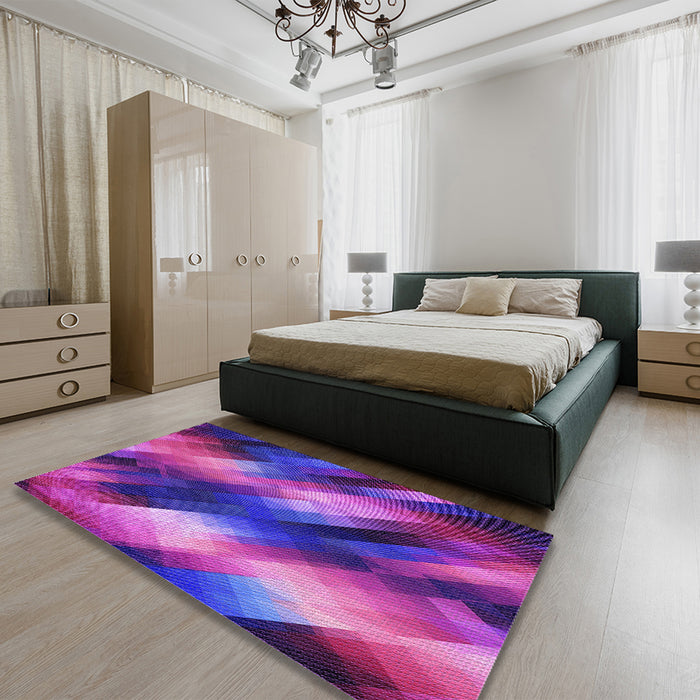 Patterned Jasmine Purple Rug in Family Room, pat52pur