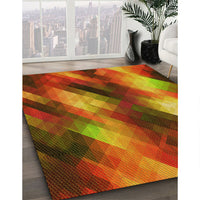 Patterned Tomato Red Rug, pat52yw