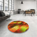 Round Patterned Tomato Red Rug in a Office, pat52yw