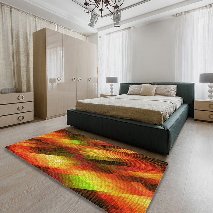 Round Machine Washable Transitional Tomato Red Rug in a Office, wshpat52yw