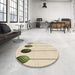 Round Patterned Moccasin Beige Rug in a Office, pat520brn