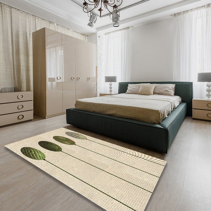 Patterned Moccasin Beige Rug in a Bedroom, pat520brn