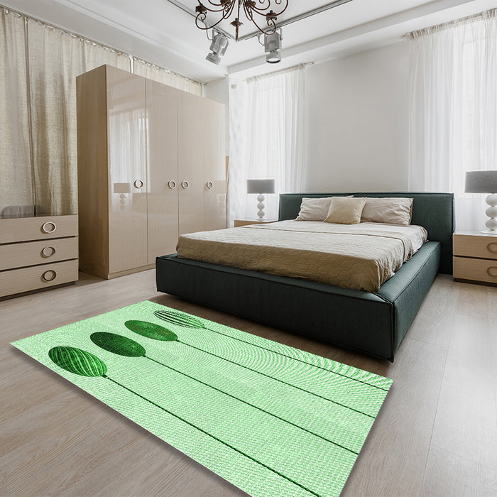 Patterned Mint Green Rug in a Bedroom, pat520grn