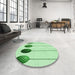 Round Patterned Mint Green Rug in a Office, pat520grn