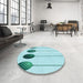 Round Patterned Electric Blue Rug in a Office, pat520lblu