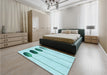 Patterned Electric Blue Rug in a Bedroom, pat520lblu