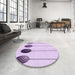 Round Patterned Lilac Purple Rug in a Office, pat520pur