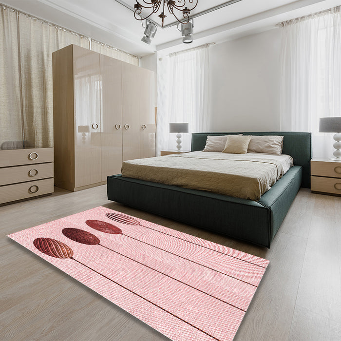 Patterned Pink Rug in a Bedroom, pat520rd