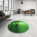 Round Patterned DarkGreen Rug in a Office, pat521grn