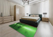 Patterned DarkGreen Rug in a Bedroom, pat521grn