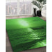 Machine Washable Transitional Dark Green Rug in a Family Room, wshpat521grn