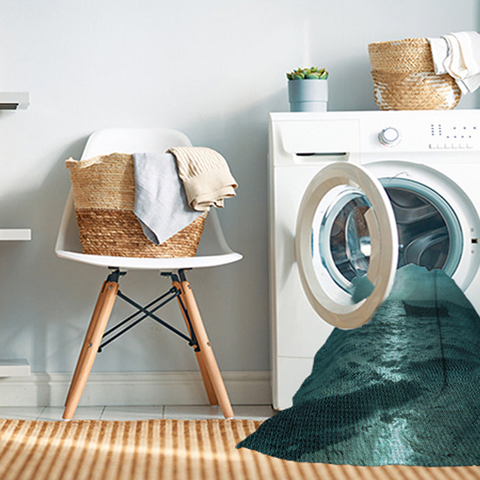 Machine Washable Transitional Medium Teal Green Rug in a Washing Machine, wshpat521lblu