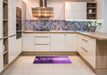 Patterned Dark Magenta Purple Rug in a Kitchen, pat521pur