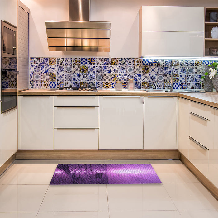 Patterned Dark Magenta Purple Rug in a Kitchen, pat521pur