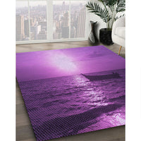Patterned Dark Magenta Purple Rug, pat521pur