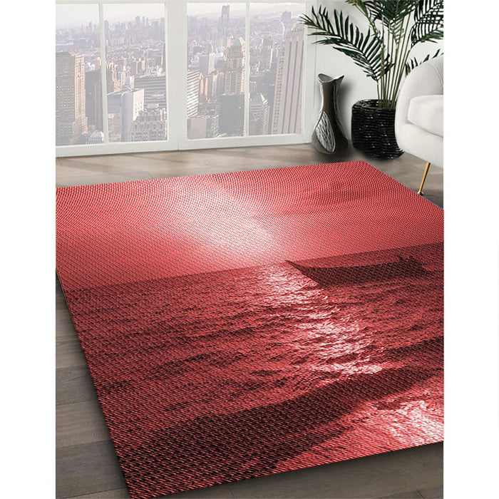 Machine Washable Transitional Red Rug in a Family Room, wshpat521rd