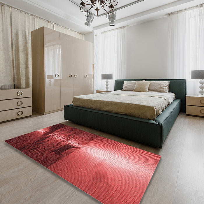 Patterned Red Rug in a Bedroom, pat521rd