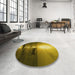 Round Patterned Yellow Rug in a Office, pat521yw