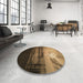 Round Patterned Cinnamon Brown Rug in a Office, pat522brn