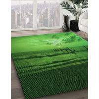 Patterned Deep Emerald Green Rug, pat522grn