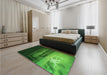 Patterned Deep Emerald Green Rug in a Bedroom, pat522grn