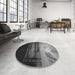 Round Patterned Gunmetal Gray Rug in a Office, pat522gry