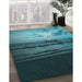 Machine Washable Transitional Deep-Sea Blue Rug in a Family Room, wshpat522lblu