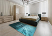 Patterned Deep-Sea Blue Rug in a Bedroom, pat522lblu