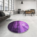 Round Patterned Purple Rug in a Office, pat522pur