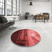 Round Patterned Cranberry Red Rug in a Office, pat522rd