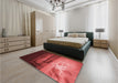 Patterned Cranberry Red Rug in a Bedroom, pat522rd