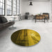 Round Patterned Yellow Rug in a Office, pat522yw