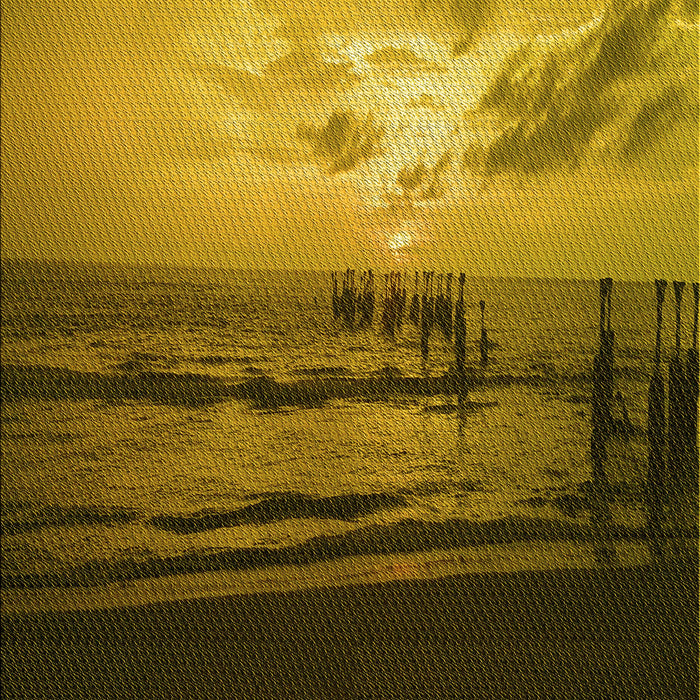 Machine Washable Transitional Yellow Rug, wshpat522yw