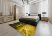 Patterned Yellow Rug in a Bedroom, pat522yw