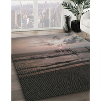 Patterned Charcoal Black Novelty Rug, pat522