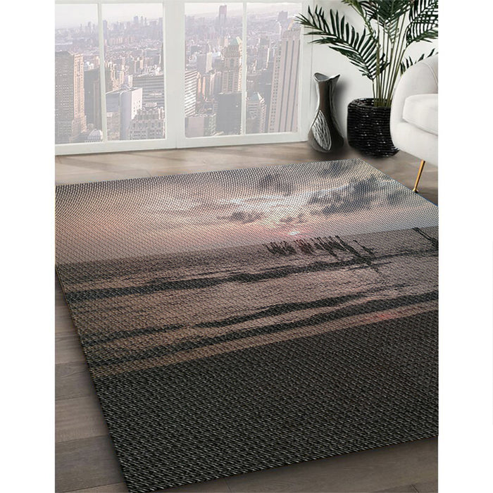 Machine Washable Transitional Charcoal Black Rug in a Family Room, wshpat522