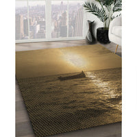 Patterned Caramel Brown Rug, pat523brn