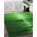 Machine Washable Transitional Dark Green Rug in a Family Room, wshpat523grn