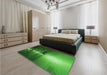 Patterned DarkGreen Rug in a Bedroom, pat523grn
