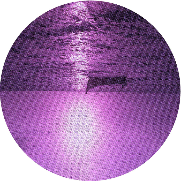 Round Machine Washable Transitional Dark Magenta Purple Rug, wshpat523pur