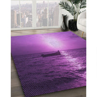 Patterned Dark Magenta Purple Rug, pat523pur