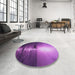 Round Patterned Dark Magenta Purple Rug in a Office, pat523pur